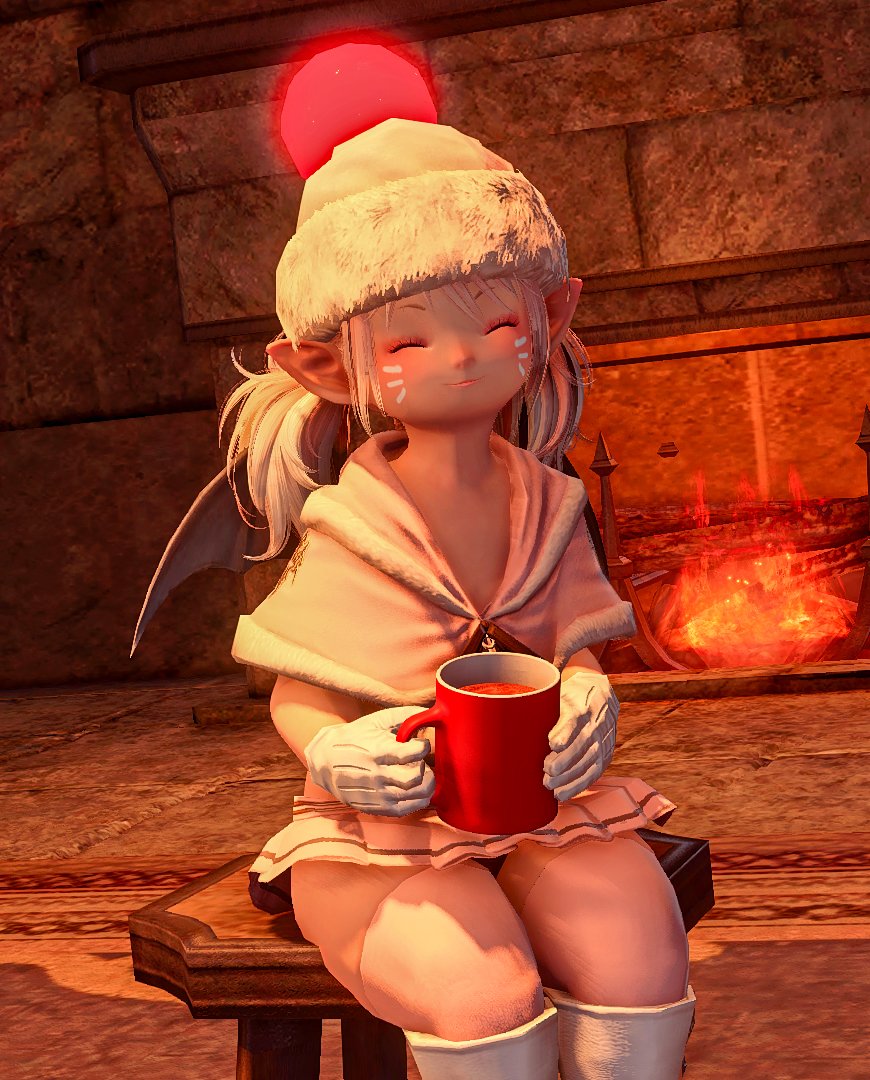 Such a perfect time of year to sit around the fire and share a cup of hot coco with a little moogle!! ☕️🩷
