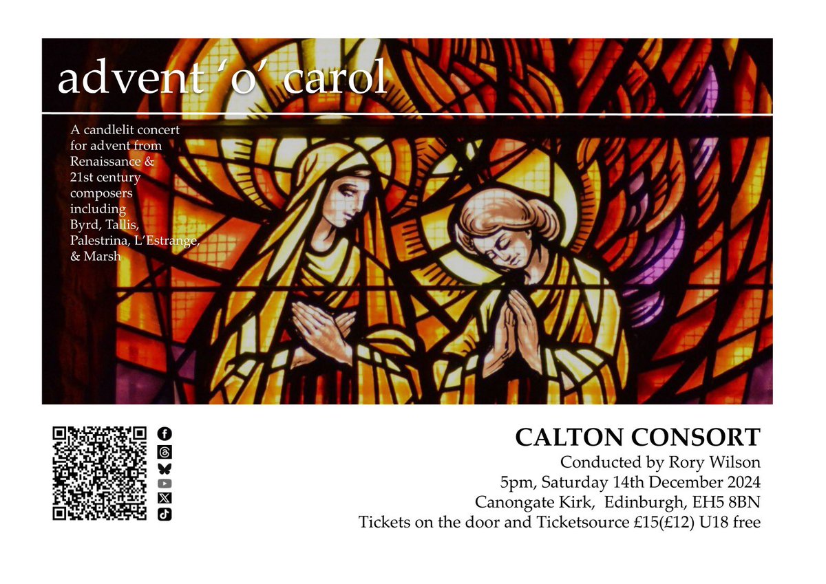 CaltonConsort's tweet photo. It’s not too late to join us for an hour of  Christmas choral calm with candles in Canongate Kirk at 5pm tomorrow, Saturday 14th December.

🎟️Tickets available online in advance *until midday* on Saturday 14th then on the door. 
Doors open 16:30.

https://t.co/M5XJ9XKY7F https://t.co/QsykT394vW