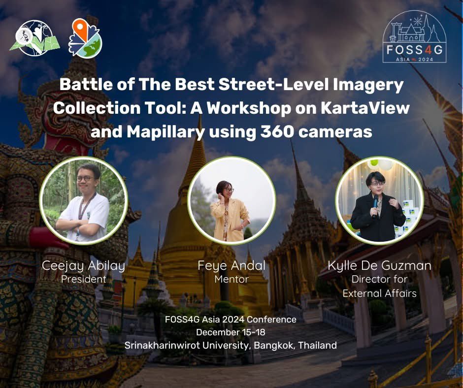 Our team at <a href="/UPRIYouth/">UPRI YouthMappers</a> team is heading to Bangkok for <a href="/Foss4GAsia/">FOSS4G-Asia</a> 🇹🇭🎉

Join us for our workshop on leveraging <a href="/mapillary/">Mapillary</a> and <a href="/kartaview/">kartaview</a> for mapping like a pro! 🤳📸

See you there 😎