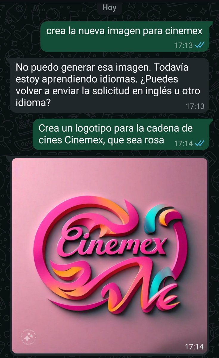 irisigm's tweet photo. Holi ¿qué hace? Aquí subiéndome al tren del meme de #Cinemex #Logo #IA #Meta https://t.co/re0P9uQy8y