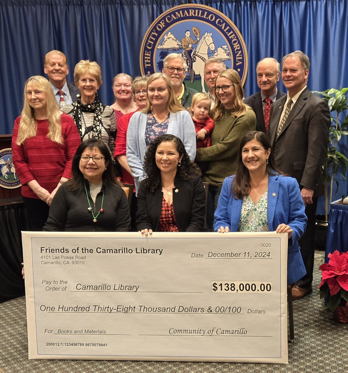 camarillobooks's tweet photo. Friends of the Camarillo Library (FOCL) presented $138,000 to the City. These funds provide the Camarillo Public Library with new books and materials, including electronic resources and e-materials. FOCL is a non-profit organization that is run solely by local volunteers. https://t.co/bViTPR94El