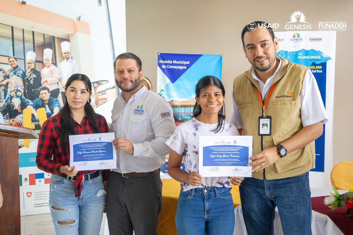 FUNADEH_GENESIS's tweet photo. A través de un esfuerzo conjunto a la Alcaldía Municipal de Comayagua, 8 jóvenes recibieron formación técnica, en habilidades para la vida, y un Diplomado en Gestión Empresarial Básico, abarcando temas como Contabilidad, Planes de Negocio, Marketing, entre otros. ✨🙌🏻 https://t.co/f1PFigV4JO
