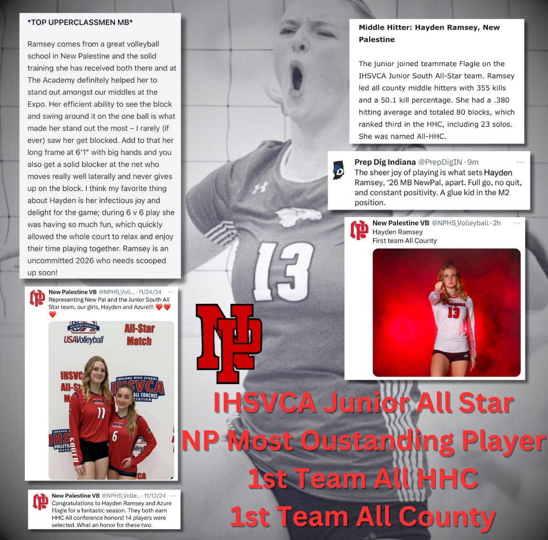 Hayden Ramsey (@haydenrams43724) on Twitter photo Thank you to my coaches and teammates for an incredible Junior Season!
<a href="/miss_kelli/">Mrs. Gabehart โค๏ธ</a> <a href="/BillRumely/">Bill Rumely</a> <a href="/jamestown_11/">Jamie Morris</a>
<a href="/NPHS_Volleyball/">New Palestine VB</a> <a href="/ihsvca/">IHSVCA</a> <a href="/PrepDig/">Prep Dig ๐</a> <a href="/PrepDigIN/">Prep Dig Indiana</a> <a href="/GDRsports/">GDR-Sports</a> <a href="/BradyExtin/">Brady Extin</a> <a href="/Heat_81/">Steve Heath</a> <a href="/TheAcademyVB/">The Academy Volleyball Club</a> <a href="/TAVCRecruiting/">The Academy Volleyball Club Recruiting</a> Thank you to my coaches and teammates for an incredible Junior Season!
<a href="/miss_kelli/">Mrs. Gabehart โค๏ธ</a> <a href="/BillRumely/">Bill Rumely</a> <a href="/jamestown_11/">Jamie Morris</a>
<a href="/NPHS_Volleyball/">New Palestine VB</a> <a href="/ihsvca/">IHSVCA</a> <a href="/PrepDig/">Prep Dig ๐</a> <a href="/PrepDigIN/">Prep Dig Indiana</a> <a href="/GDRsports/">GDR-Sports</a> <a href="/BradyExtin/">Brady Extin</a> <a href="/Heat_81/">Steve Heath</a> <a href="/TheAcademyVB/">The Academy Volleyball Club</a> <a href="/TAVCRecruiting/">The Academy Volleyball Club Recruiting</a>