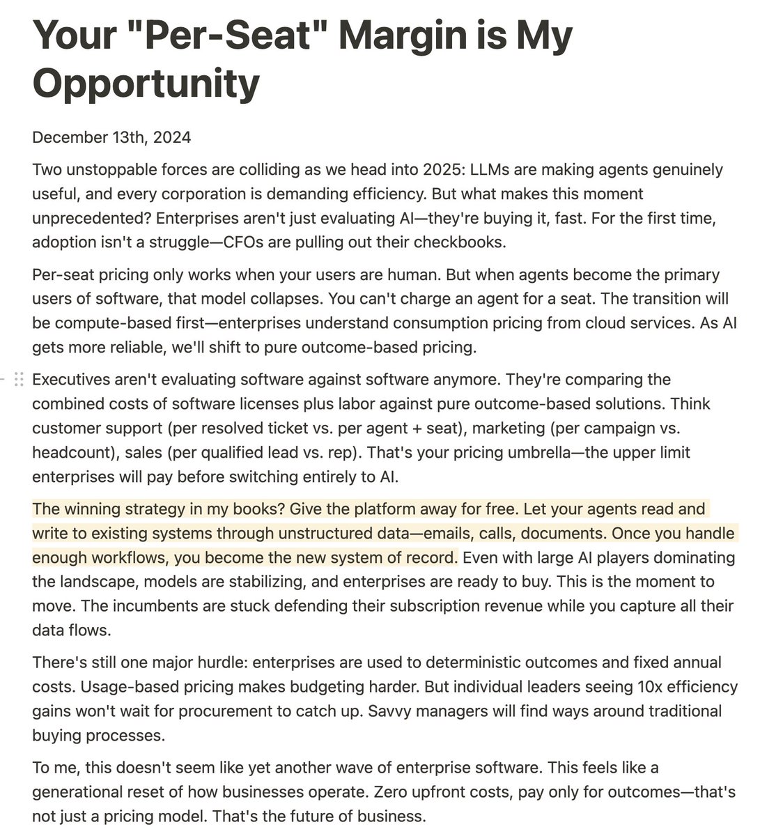 nikunj's tweet photo. Agents are the perfect tremor for the earthquake coming to SaaS pricing.. https://t.co/hqz1vDKBX5