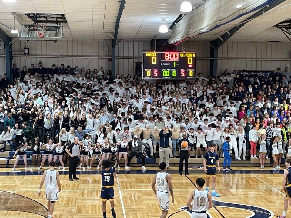 spxbasketball's tweet photo. The Golden Lions def. region opponent Marist 71-51. Thank you to our amazing student section and fans for creating an incredible atmosphere. 

R. Kim - 18 pts
A. Portee - 13 pts, 5 asts
D. Elliott - 12 pts, 11 rebs
W. Keppen - 10 pts

#MTXE https://t.co/nHBgNmLQCQ