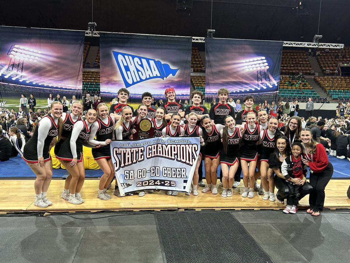 CHSAA's tweet photo. Congratulations to Castle View for winning the 5A Co-Ed Cheer State Championship, and to Highlands Ranch for finishing runner up https://t.co/eibLi3Zdo2