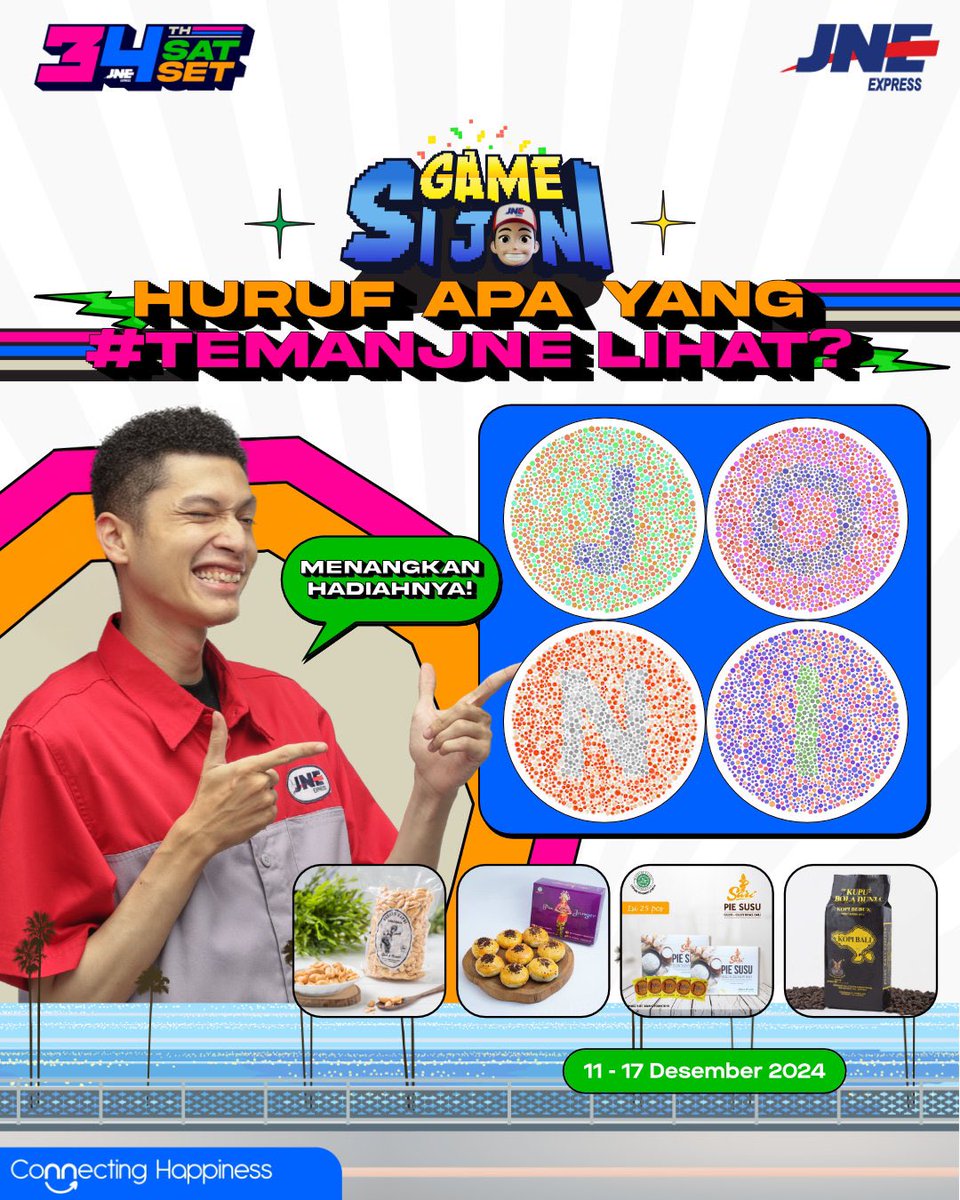 🎁GIVEAWAY SPECIAL NATAL🎁

Ikuti syaratnya di bawah ini:

1. Follow akun @jne_id
2. Tulis jawaban dengan reply tweet ini
3. Sertakan hashtag #JNE34SatSet #JNEGameSiJoni #JNEGamesBacaKata
4. Akun tidak boleh di-private sampai pemenang diumumkan
5. Periode 14-20 Desember 2024
6.