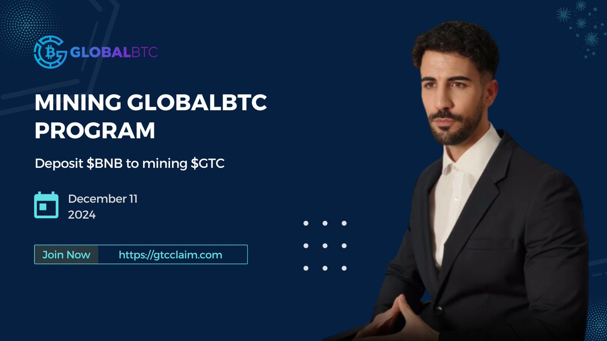 GTCMiner's tweet photo. 🔥 GlobalBTC Mining Program 🌐

💰 Deposit $BNB ➡️ Mine $GTC!
🔒 Your deposit secures the network &amp; unlocks mining rewards.
💻 Contribute computing power to earn GTC tokens.
🚀 APY: 3,650% (24h avg) + total mining rewards!

Join now!

#GlobalBTC #CryptoMining #DeFi ⛏️✨ https://t.co/77aRO1Il0W