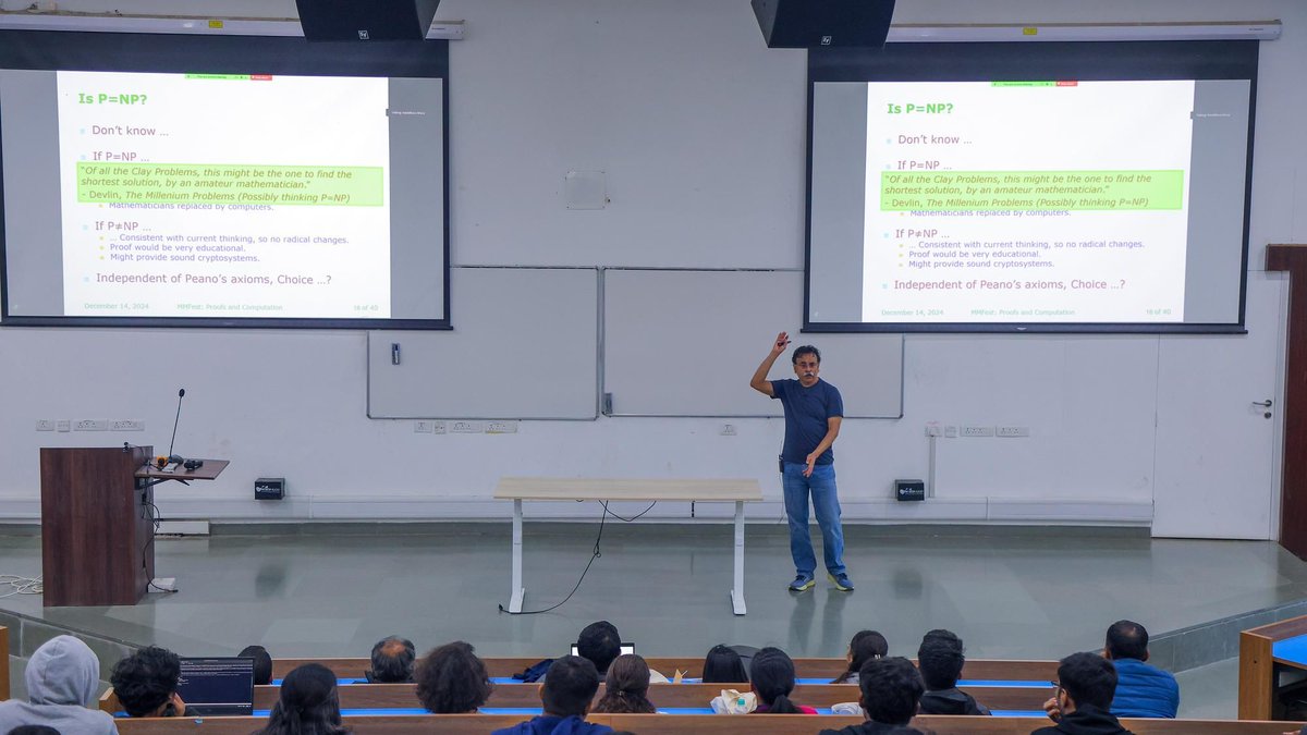 fsttcs's tweet image. The MM workshop at #FSTTCS2024 is off to a great start with a full house! Subscribe to the FSTTCS 2024 Youtube channel to follow along if you are not @iitgn )