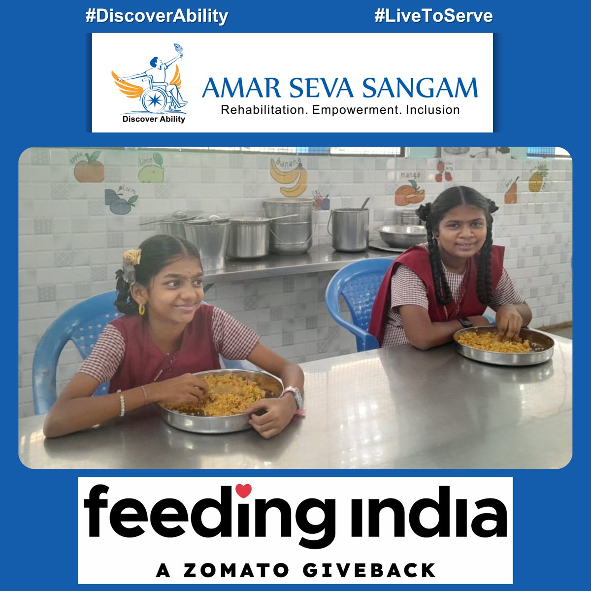 amarseva's tweet photo. Thank You, @FeedingIndia for distributing free food items to benefit our service users in the Amar Seva Sangam Sangamam School & Residential Program for Special Needs Children, Disabled Youth Trainees, & Home Students.
#FeedingIndia #DailyFeedingProgramFI #ChildNutrition https://t.co/EzmMNyt6wb