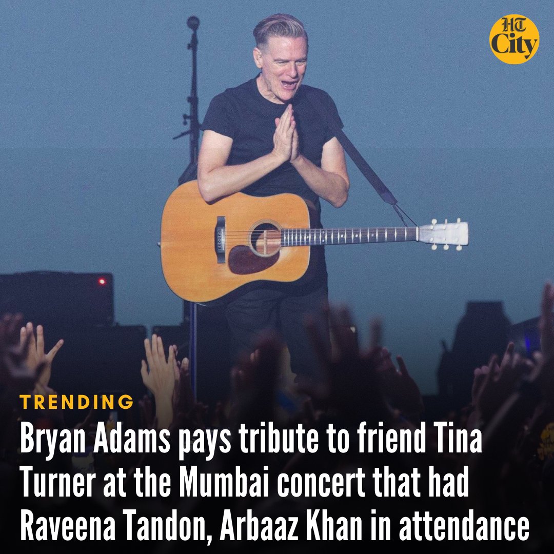 HT City (@htcity) on Twitter photo #BryanAdams pays tribute to friend #TinaTurner at the Mumbai concert that had #RaveenaTandon, #ArbaazKhan in attendance
<a href="/bryanadams/">Bryan Adams</a>
By <a href="/soumyavajpayee/">Soumya Vajpayee</a>
hindustantimes.com/htcity/cinema/… #BryanAdams pays tribute to friend #TinaTurner at the Mumbai concert that had #RaveenaTandon, #ArbaazKhan in attendance
<a href="/bryanadams/">Bryan Adams</a>
By <a href="/soumyavajpayee/">Soumya Vajpayee</a>
hindustantimes.com/htcity/cinema/…