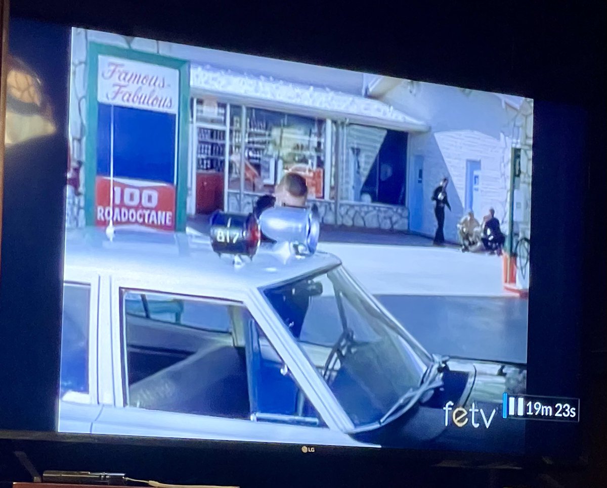 Car_Guy_Tom's tweet image. Adam-12 Fun Fact: The gas station in this scene is selling 100-octane gas. #Adam12 #Adam12FunFact #Octane