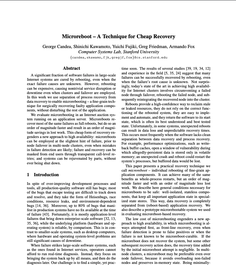 arashn_11's tweet photo. Unironically, this is a good strategy. There's even a paper showing how reboots can be useful in building robust systems https://t.co/c5xo0RSLL2