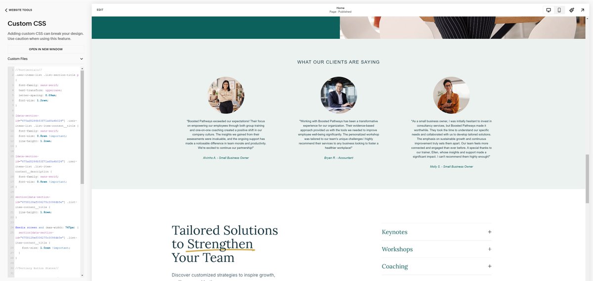 PeteAtcheson's tweet image. Small tweaks make all the difference #squarespace #customisewithcode #customcss #websitedesign