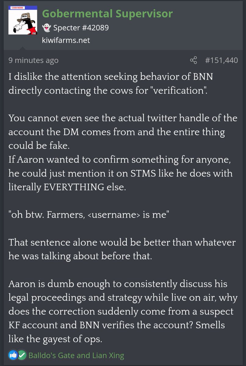 Crackieta's tweet image. I fully respect that our investigative behaviour with those in the Balldoverse is seen as &quot;cowtipping&quot; by some and goes against the observer ethos of KiwiFarms. I respect that is like oil and water for some, but I like to ask questions. 

Unfortunately I cannot see a method of…