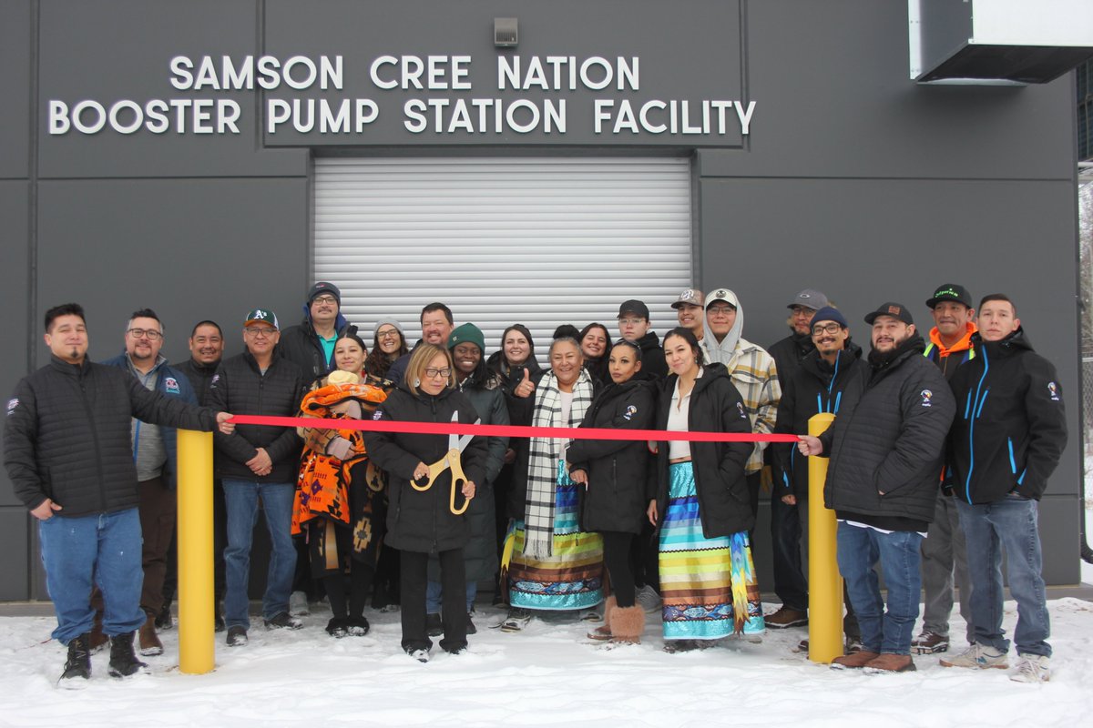 SamsonCree's tweet photo. Today was the Nipiy Booster Station Celebration & Ribbon Cutting Ceremony!
Hosted by SCN's Nipiy-Tipahaskahn Kamik Department.
With this New Booster Station, Residents in the Whoville Area will be supplied with better water pressure. Great Job Nipiy Team!
#samsoncreenation https://t.co/J6BUQXmo9k