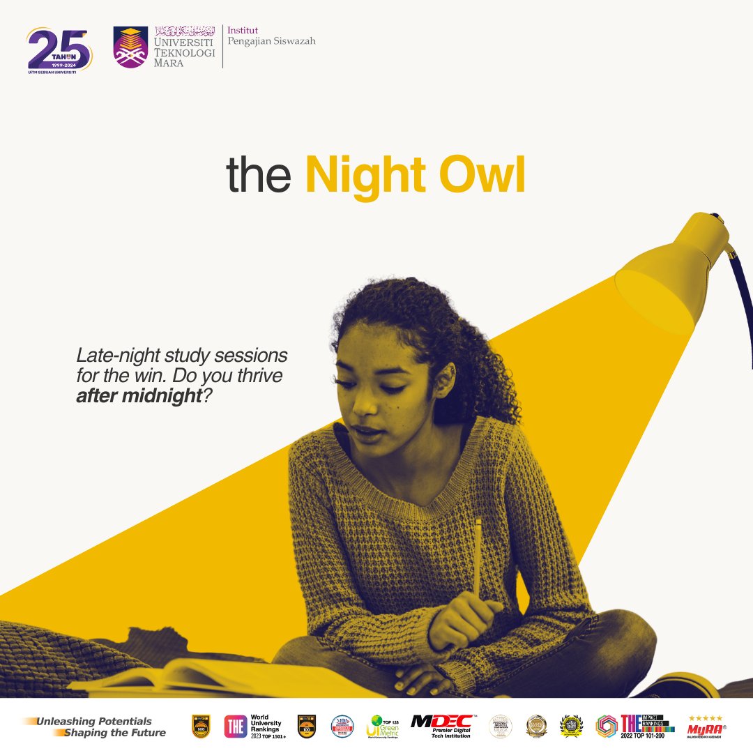 IPSisUiTM's tweet photo. Night Owl, Lone Wolf, Collaborator, or Multitasker, what’s your study style? Discover the habits that help you thrive and let us know which one resonates with you. Find opportunities at https://t.co/YOKI67gdmT #UiTMDiHatiku #UiTM25Tahun #StudyInUiTM #PostGraduate #StudyStyle https://t.co/6g2uz9YLzP
