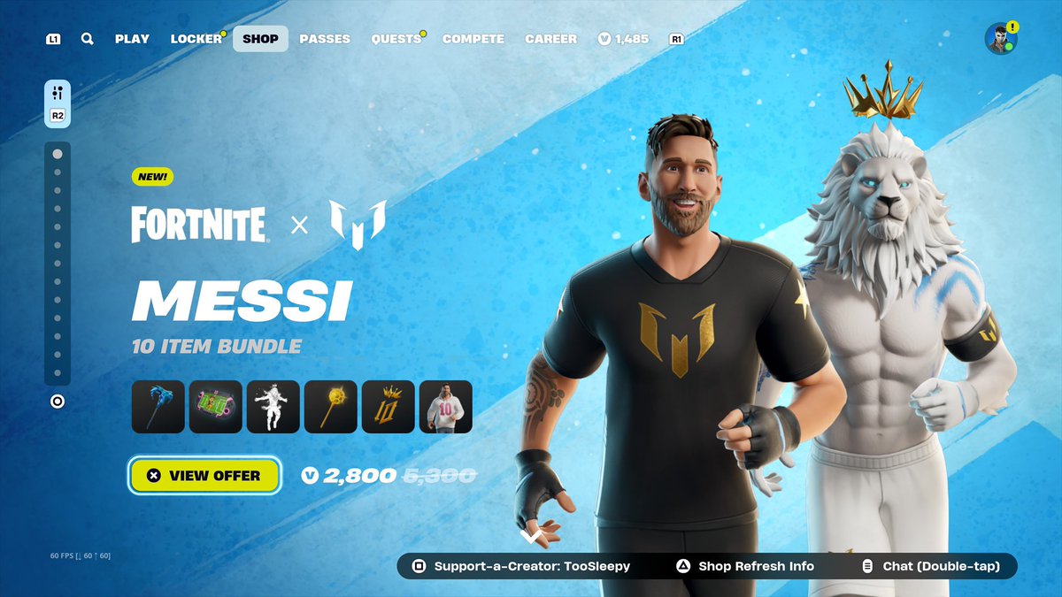 simplyintel_tm's tweet photo. The GOAT Himself 🐐

Messi Bundle now Available in the Item Shop. Use Code: TooSleepy
#Fortnite #FortniteC6S1鬼Hunters https://t.co/dm4YZ8jFqw