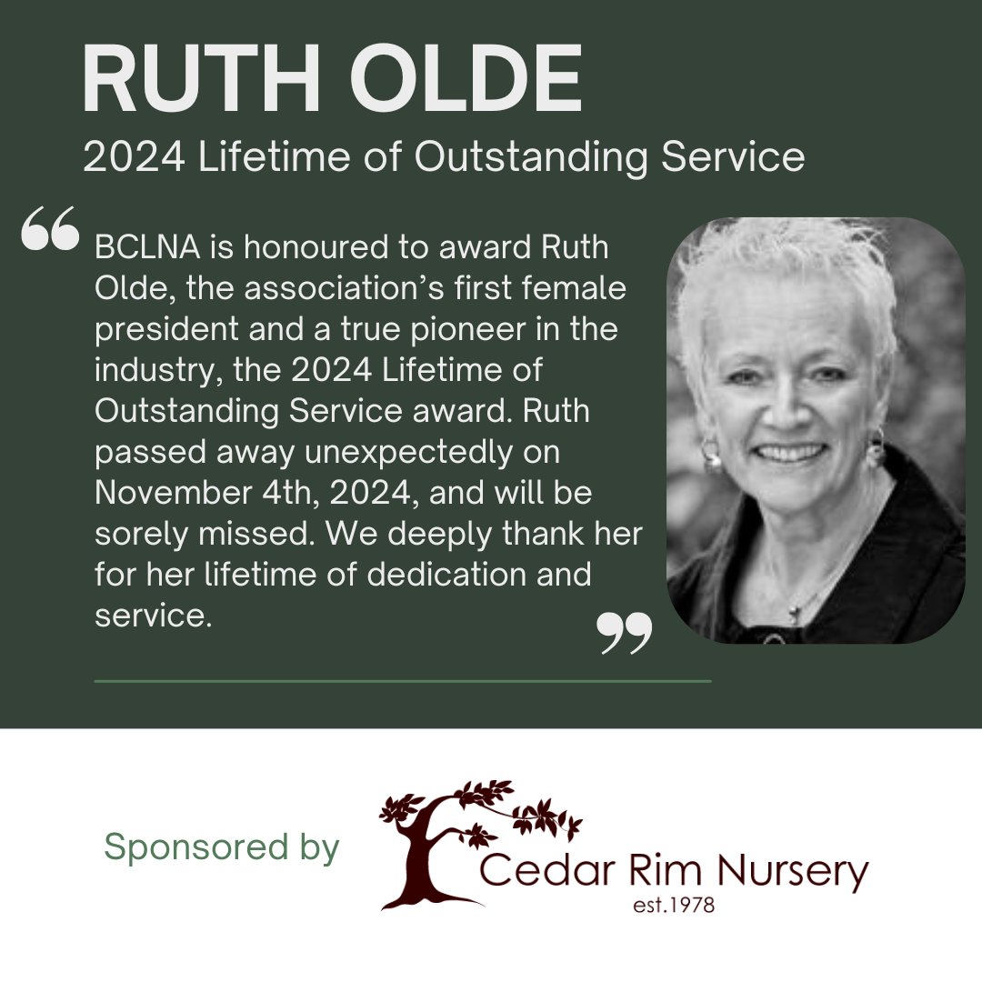 The Lifetime of Outstanding Service award is decided by our past presidents, and is being awarded posthumously to the first woman to be a part of that group - Ruth Olde.

Thank you, Ruth, for your lifetime of dedication and service. 🤍

This award is sponsored by @cedarrim