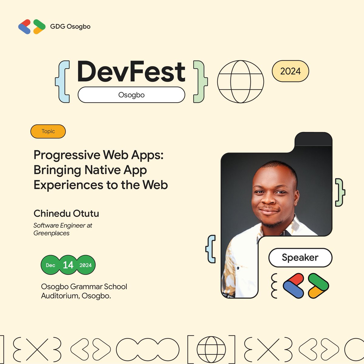 GDG Osogbo #devfestOsogbo24 (@gdgosogbo) on Twitter photo The GDG Osogbo team is excited to announce *Chinedu Otutu
He is a Software Engineer at Greenplaces
Chinedu will be speaking at the #DevfestOsogbo24 on " *Progressive Web Apps: Bringing Native App experiences to the Web*".
#DevfestOsogbo24
<a href="/InsideOsogbo/">Inside Òṣogbo</a> The GDG Osogbo team is excited to announce *Chinedu Otutu
He is a Software Engineer at Greenplaces
Chinedu will be speaking at the #DevfestOsogbo24 on " *Progressive Web Apps: Bringing Native App experiences to the Web*".
#DevfestOsogbo24
<a href="/InsideOsogbo/">Inside Òṣogbo</a>