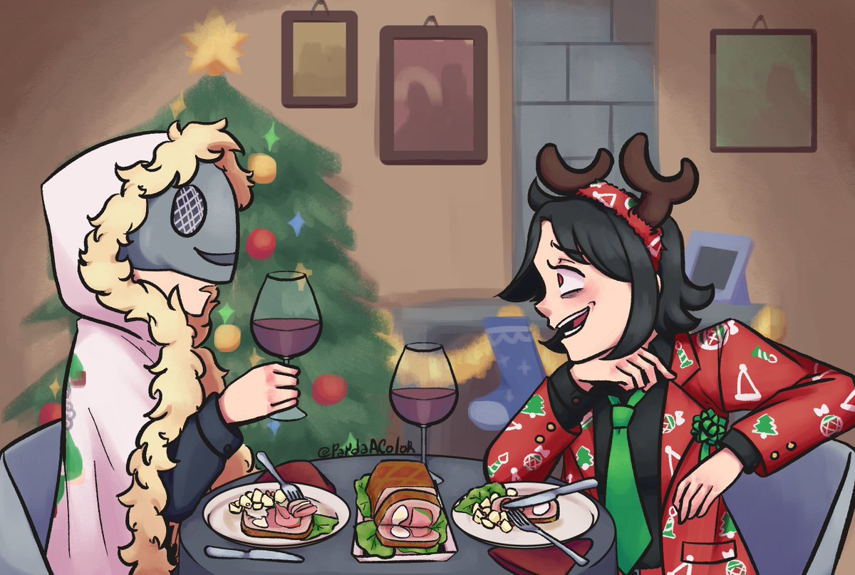 caballerokirima's tweet image. Hay que dejar este dibujo, antes de que termine navidad, así que... ¡¡FELIZ NAVIDAD!!, les queremos dejar este bonito dibujo de Lord y Jugo con su fiesta navideña.
Arte hecho por: @PandaAColor
#ElCaballeroDeLaNiebla