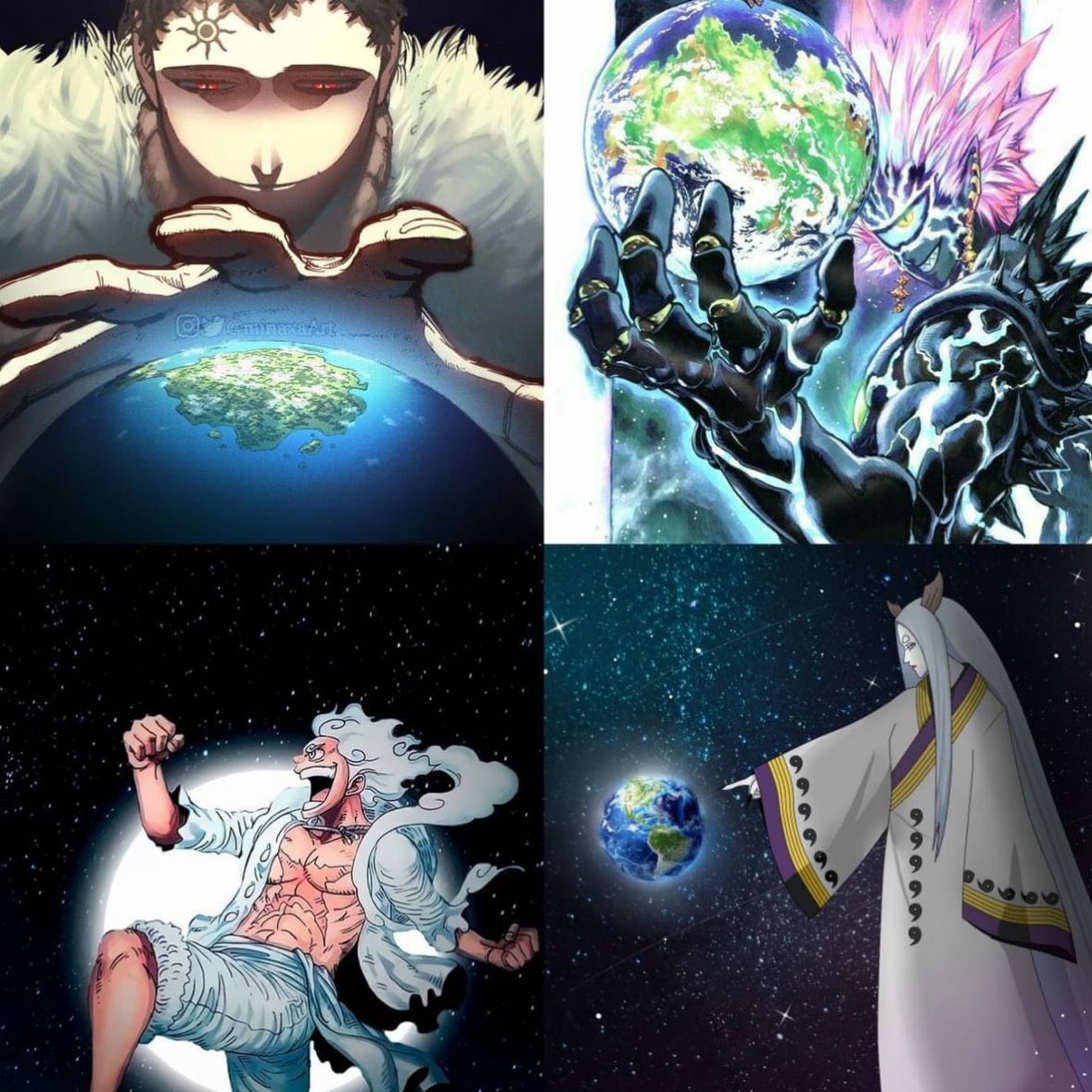 WhoWouldWin13's tweet image. Who takes this #FreeForAll⁉️⚔️💥

#Lucius🌍 🆚 #Boros🧑‍🦲🆚 #Luffy🏴‍☠️ 🆚 #Kaguya👁️

(Black Clover VS One Punch Man VS One Piece VS Naruto)

-Location: Middle America Farm

Who wins, and why⁉️

#whowouldwin #deathbattle #SHPOLL24