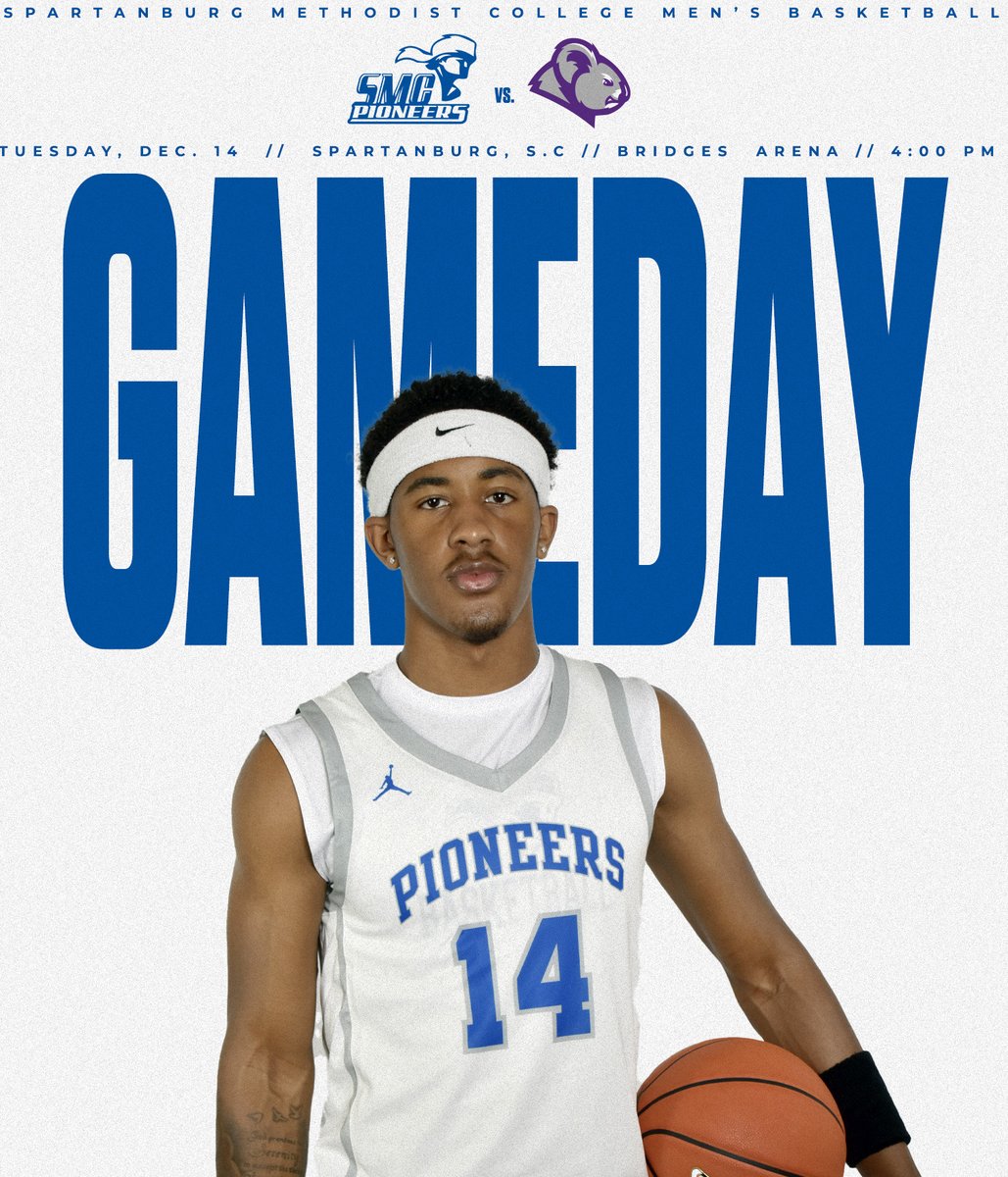 #SMCGameDay

<a href="/GOSMCBASKETBALL/">Spartanburg Methodist College - Men’s Basketball</a> 
🆚 Columbia (SC)
📍Bridges Arena // Spartanburg, S.C. 
⏰ 4 p.m.
💻Watch: tinyurl.com/j6hpun5u

#NAIAHoops #RollNeers