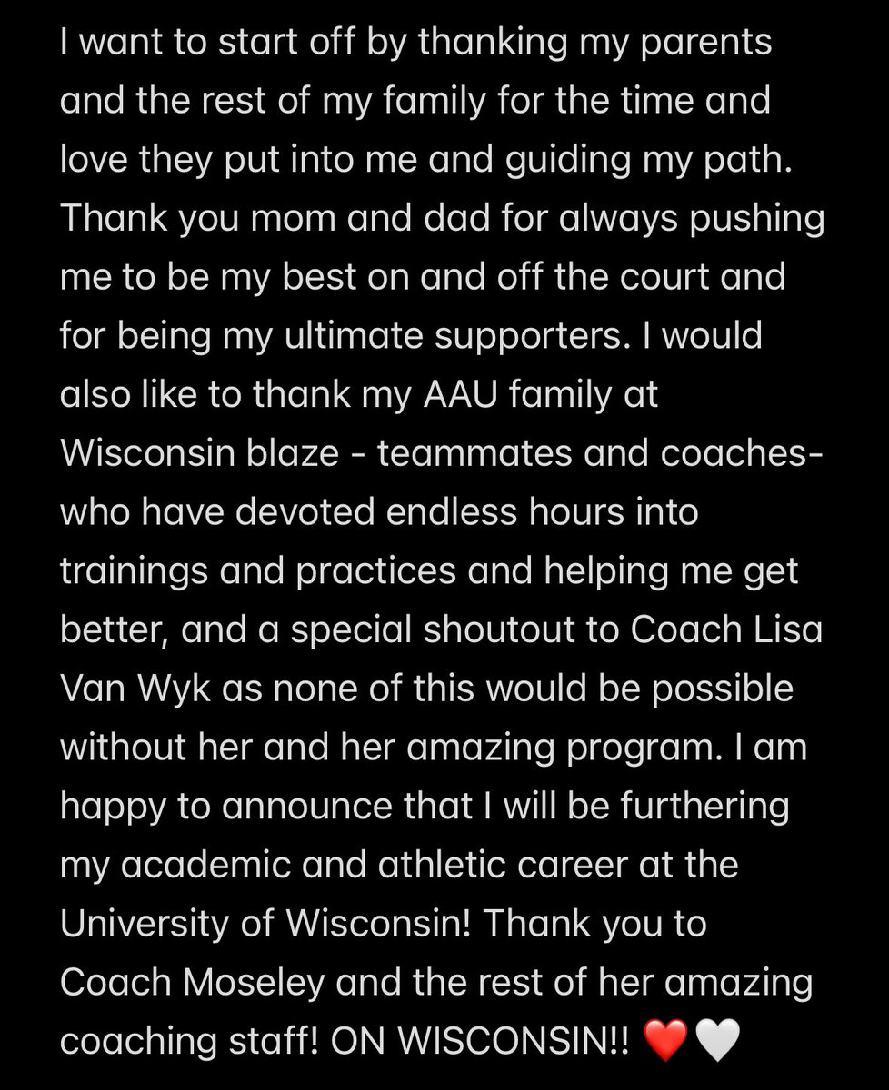 Leah Nordin (@leah_nordin14) on Twitter photo ❤️🤍COMMITTED!! ❤️🤍
Let’s go Badgers!! <a href="/LisaMVanWyk/">Lisa Van Wyk</a> <a href="/WisconsinBlaze/">Wisconsin Blaze Girls Basketball</a> <a href="/BadgerWBB/">Wisconsin Women’s Basketball</a> <a href="/WIBlazeInferno/">WI Blaze Inferno Girls</a> <a href="/Elite40League/">Elite 40 League</a> ❤️🤍COMMITTED!! ❤️🤍
Let’s go Badgers!! <a href="/LisaMVanWyk/">Lisa Van Wyk</a> <a href="/WisconsinBlaze/">Wisconsin Blaze Girls Basketball</a> <a href="/BadgerWBB/">Wisconsin Women’s Basketball</a> <a href="/WIBlazeInferno/">WI Blaze Inferno Girls</a> <a href="/Elite40League/">Elite 40 League</a>