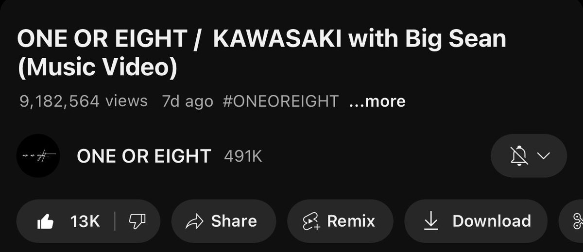one_oreight_'s tweet photo. 9 MILLION VIEWS, ONE WEEK !! LETS GOO 🎉
ONE OR EIGHT / KAWASAKI with Big Sean
🔗 https://t.co/oF8kMbxw5a…
OR EIGHT / KAWASAKI (Performance Video)
🔗 https://t.co/wyF6qygXu3…
#1OR8 #9MIL #ONEOREIGHT #AllOrNothing https://t.co/YVW8PxeiaL