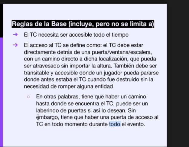 ByRubi9's tweet photo. En la cual dice claramente que el camino al TC tiene que ser completamente visible y no estar bloqueado o obstaculizado por ningun deployable, sin embargo pusisteis una taquilla ocultando la puerta que daba acceso al TC lo cual no estaba permitido y CONFIRMADO por los admins. https://t.co/2crtD0zgcJ