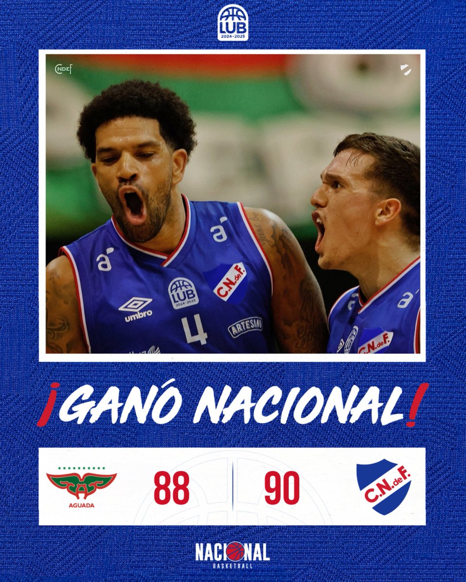 ¡𝗚𝗔𝗡𝗢́ 𝗡𝗔𝗖𝗜𝗢𝗡𝗔𝗟! 🔵⚪️🔴  

#Nacional 9️⃣0️⃣ - 8️⃣8️⃣ Aguada

#MismoEscudoMismaPasión
#ElClubGigante