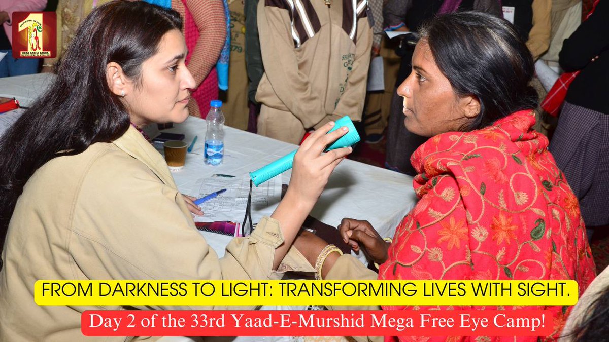 Dayainsan180004's tweet photo. Here are the highlights of 2nd day of Yaad E Murshid Free Eye Camp organised at Dera Sacha Sauda with the inspiration of 
Saint Dr MSG.
• 6697 registrations done
• 2519 males and 4178 females screened so far
• 70 needy patients were operated &amp; 60 are in queue

#GiftOfSight https://t.co/KKE0af1NDN