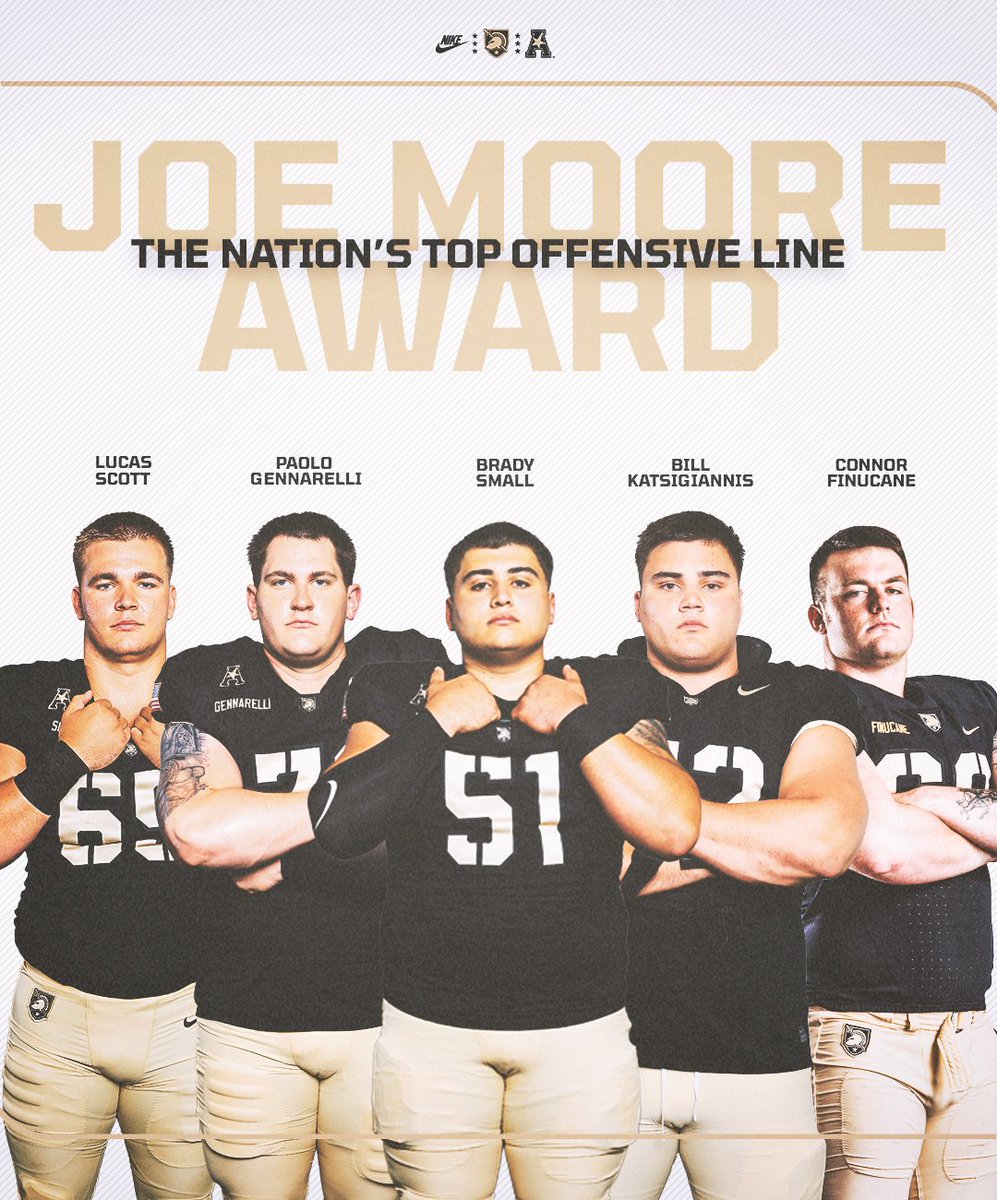 Army Football (@armywp_football) on Twitter photo The best O-Line in the land!
Your 2024 <a href="/JoeMooreAward/">Joe Moore Award</a> Winners 🫡
→ goarmywestpoint.com/news/2024/12/1… The best O-Line in the land!
Your 2024 <a href="/JoeMooreAward/">Joe Moore Award</a> Winners 🫡
→ goarmywestpoint.com/news/2024/12/1…