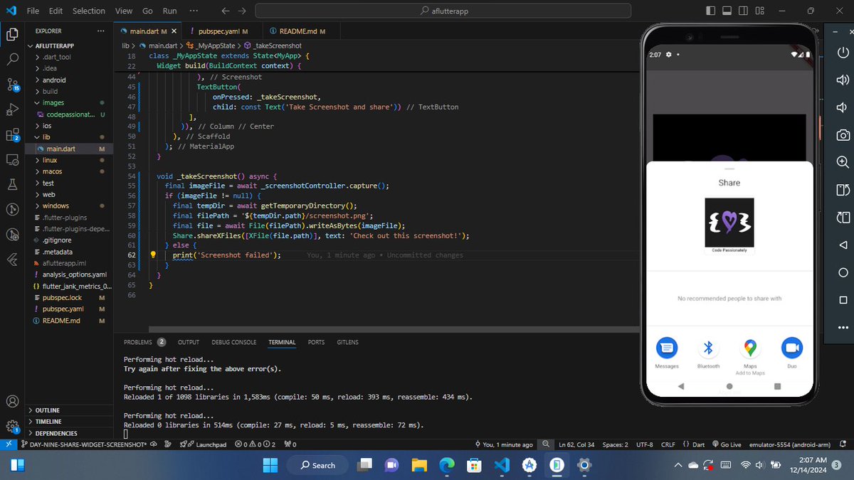 GFasedemi's tweet image. Day #9/30
On my flutter journey

Share widget screenshot

#30DaysOfFlutter 
#30daysofcode 
#flutter 
#mobileapp