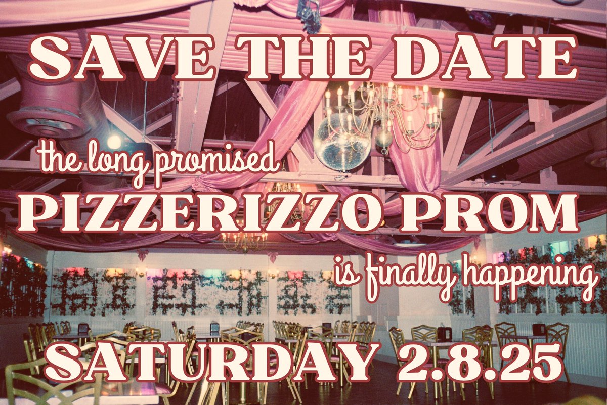 melschnef's tweet photo. 🐀🍕🪩 IT’S TIME 🪩🐀🍕
PIZZERIZZO PROM 2.8.25
🐀🍕🪩 SAVE THE DATE 🪩🐀🍕 https://t.co/pEZLjia4aT