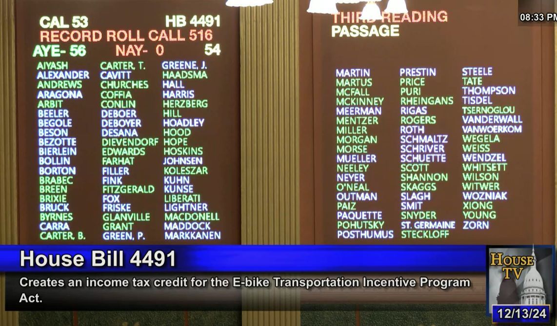 DetroitGreenway's tweet photo. HB 4491 which would establish an e-bike purchase incentives program in Michigan just passed with substitute language. Now on to the Senate... 
ttps://buff.ly/3OaibSk https://t.co/aPdIjoBiDA