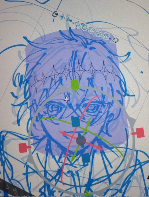 漫画を描くのにスカくんの髪飾り苦手だろうなと思ったのでプリミティブでガイドつくったらなかなか良さげにできて嬉しい 