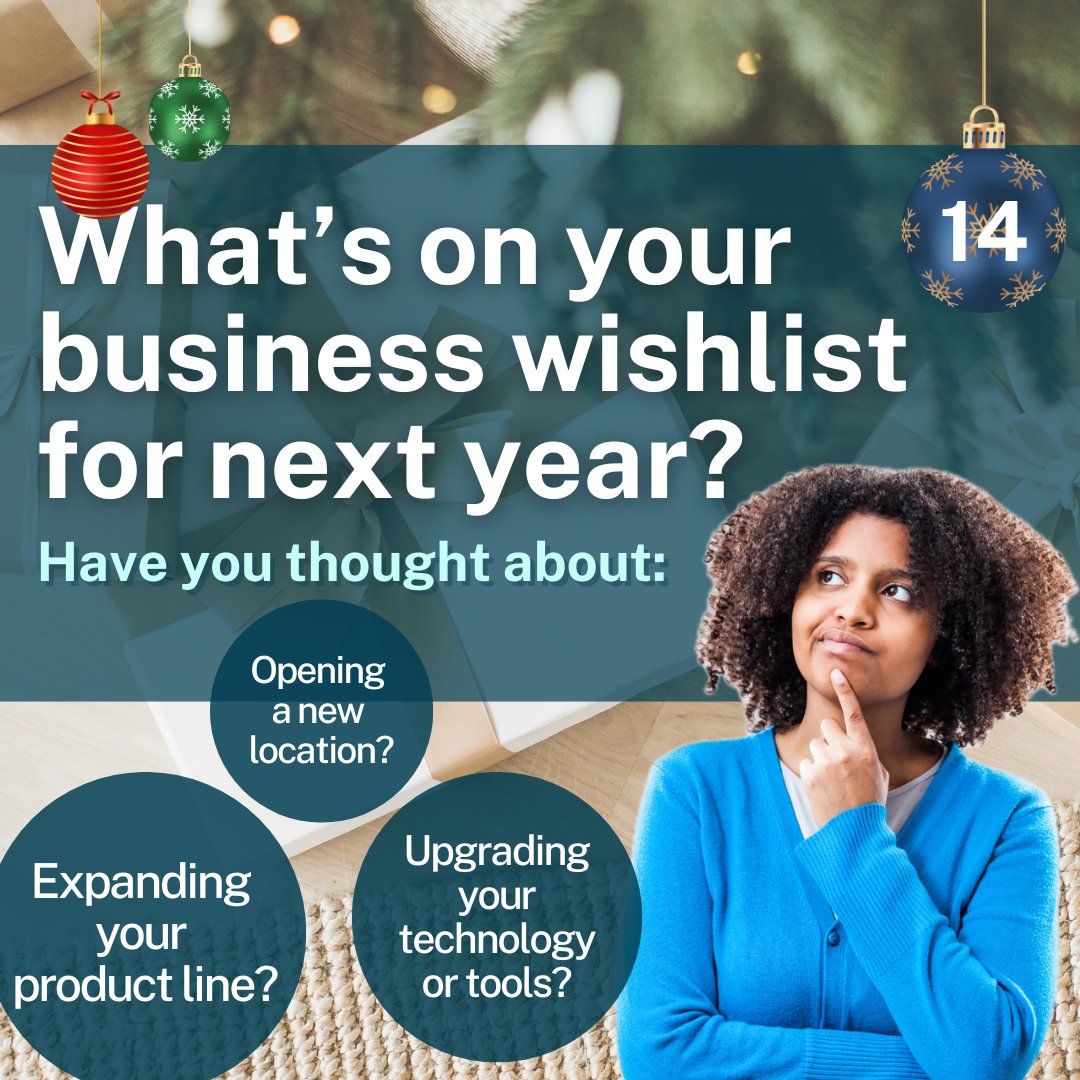 What’s on your business wishlist for next year? Set your goals this holiday to make them a reality in 2025. Have you considered opening a new location or expanding your product line?
Swoop is ready to help you find the right funding: bit.ly/4iry3xl

#Swoop #BusinessGoals