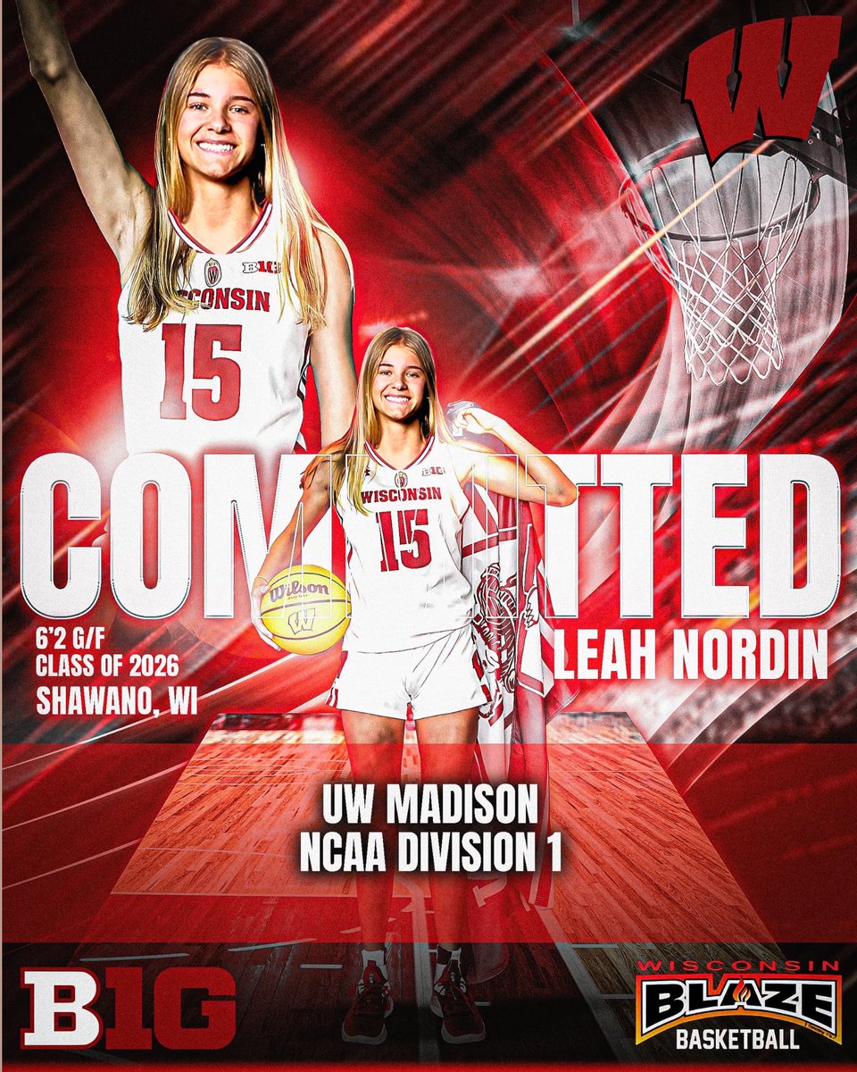Lisa Van Wyk (@lisamvanwyk) on Twitter photo Excited to announce
2026 6’2 G/F Leah Nordin of Shawano, WI has verbally committed to <a href="/BadgerWBB/">Wisconsin Women’s Basketball</a>!!!
<a href="/NCAA/">NCAA</a> <a href="/B1Gwbball/">Big Ten Women's Basketball</a>
<a href="/WisconsinBlaze/">Wisconsin Blaze Girls Basketball</a> <a href="/WIBlazeInferno/">WI Blaze Inferno Girls</a> 🔥<a href="/Elite40League/">Elite 40 League</a>
IT’S REAL!!!
<a href="/BlazeSports_/">Blaze Sports</a>
<a href="/WIBlazeInferno/">WI Blaze Inferno Girls</a>
<a href="/NCAA/">NCAA</a> <a href="/On3sports/">On3</a> <a href="/TaliaGoodmanWBB/">Talia Goodman</a> <a href="/ESPN_WomenHoop/">ESPN Women's Hoops</a> <a href="/espnW/">espnW</a> Excited to announce
2026 6’2 G/F Leah Nordin of Shawano, WI has verbally committed to <a href="/BadgerWBB/">Wisconsin Women’s Basketball</a>!!!
<a href="/NCAA/">NCAA</a> <a href="/B1Gwbball/">Big Ten Women's Basketball</a>
<a href="/WisconsinBlaze/">Wisconsin Blaze Girls Basketball</a> <a href="/WIBlazeInferno/">WI Blaze Inferno Girls</a> 🔥<a href="/Elite40League/">Elite 40 League</a>
IT’S REAL!!!
<a href="/BlazeSports_/">Blaze Sports</a>
<a href="/WIBlazeInferno/">WI Blaze Inferno Girls</a>
<a href="/NCAA/">NCAA</a> <a href="/On3sports/">On3</a> <a href="/TaliaGoodmanWBB/">Talia Goodman</a> <a href="/ESPN_WomenHoop/">ESPN Women's Hoops</a> <a href="/espnW/">espnW</a>