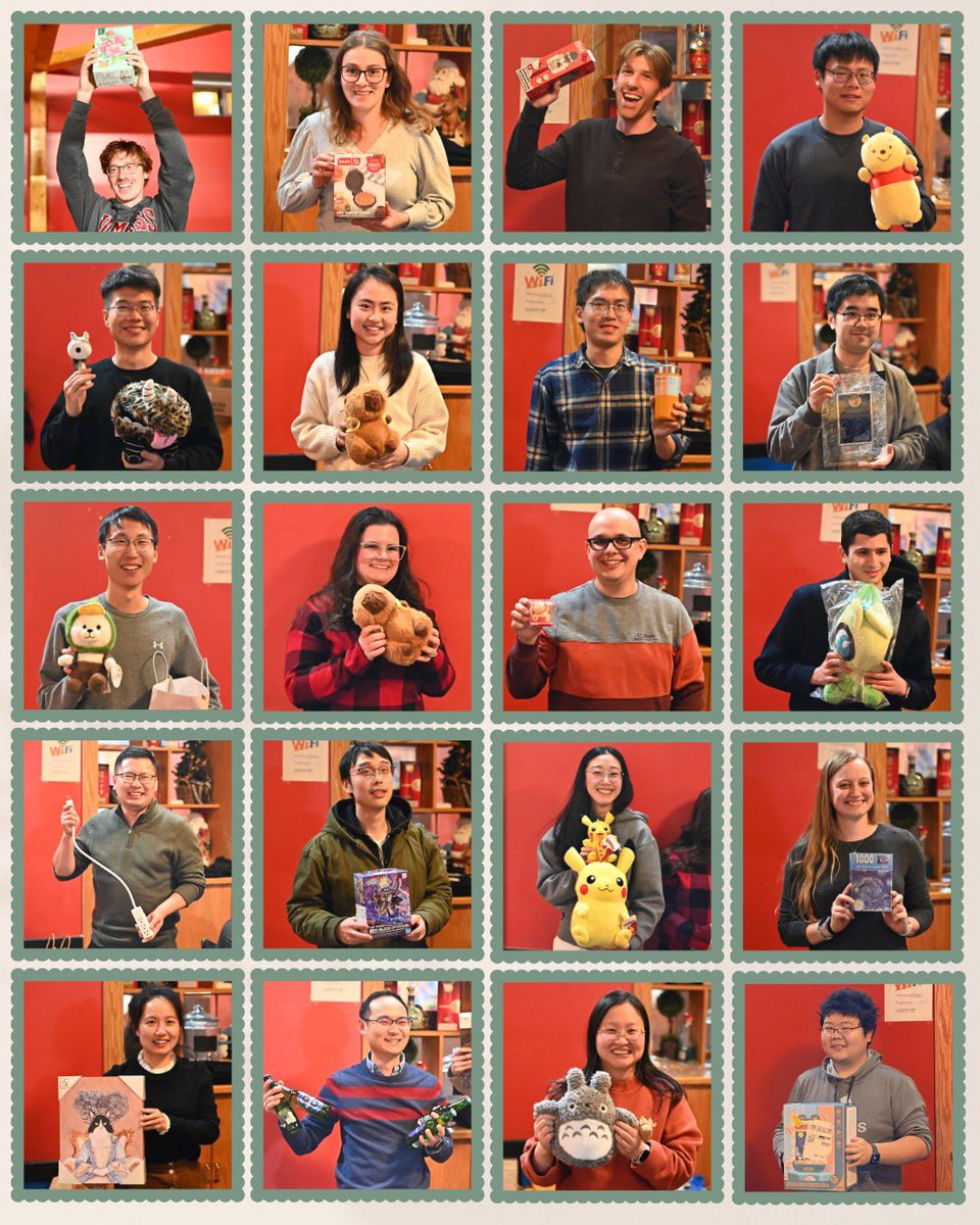 Our Li Lab holiday party was filled with delicious food, laughter, and a lively White Elephant gift exchange last night🎄🎁We’re excited to welcome 8 fantastic new members: Kendra, Alex, Yajing, Yunxiao, Mallory, Graham, Zhimin, and Paul! Cheers to another year of success🥂✨