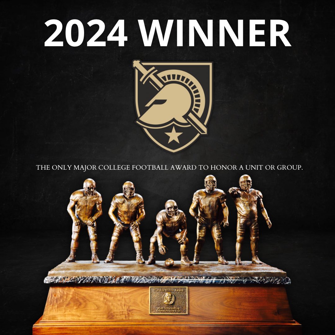 Joe Moore Award (@joemooreaward) on Twitter photo Congratulations to the <a href="/ArmyWP_Football/">Army Football</a> Offensive Line for winning the 2024 Joe Moore Award!
#IAmBecauseOfUs #Teamwork #GoArmy Congratulations to the <a href="/ArmyWP_Football/">Army Football</a> Offensive Line for winning the 2024 Joe Moore Award!
#IAmBecauseOfUs #Teamwork #GoArmy