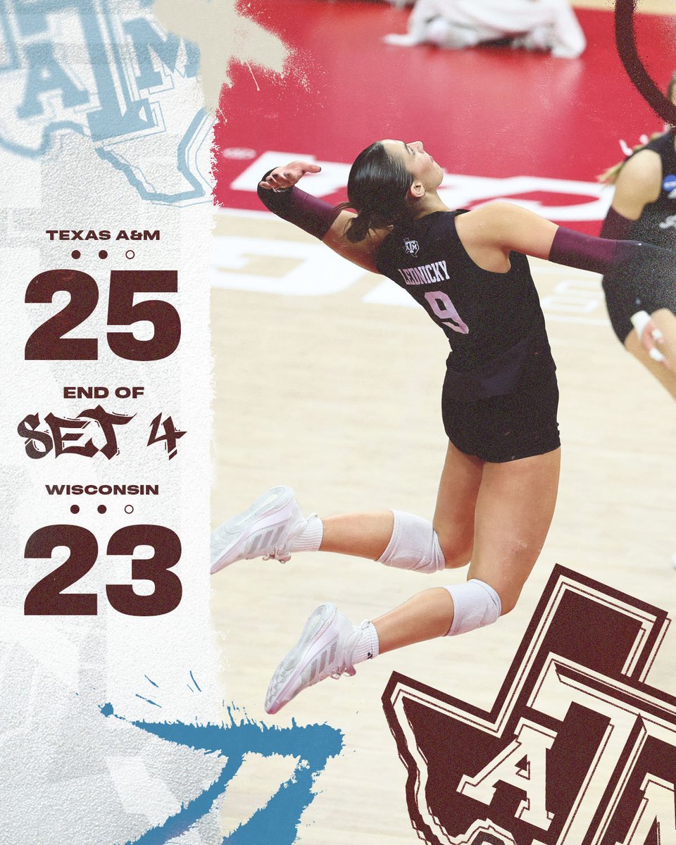 WE'RE GOING THE DISTANCE ‼️

S4:  25-23, 👍 2-2 🦡

#GigEm // #AggieVB