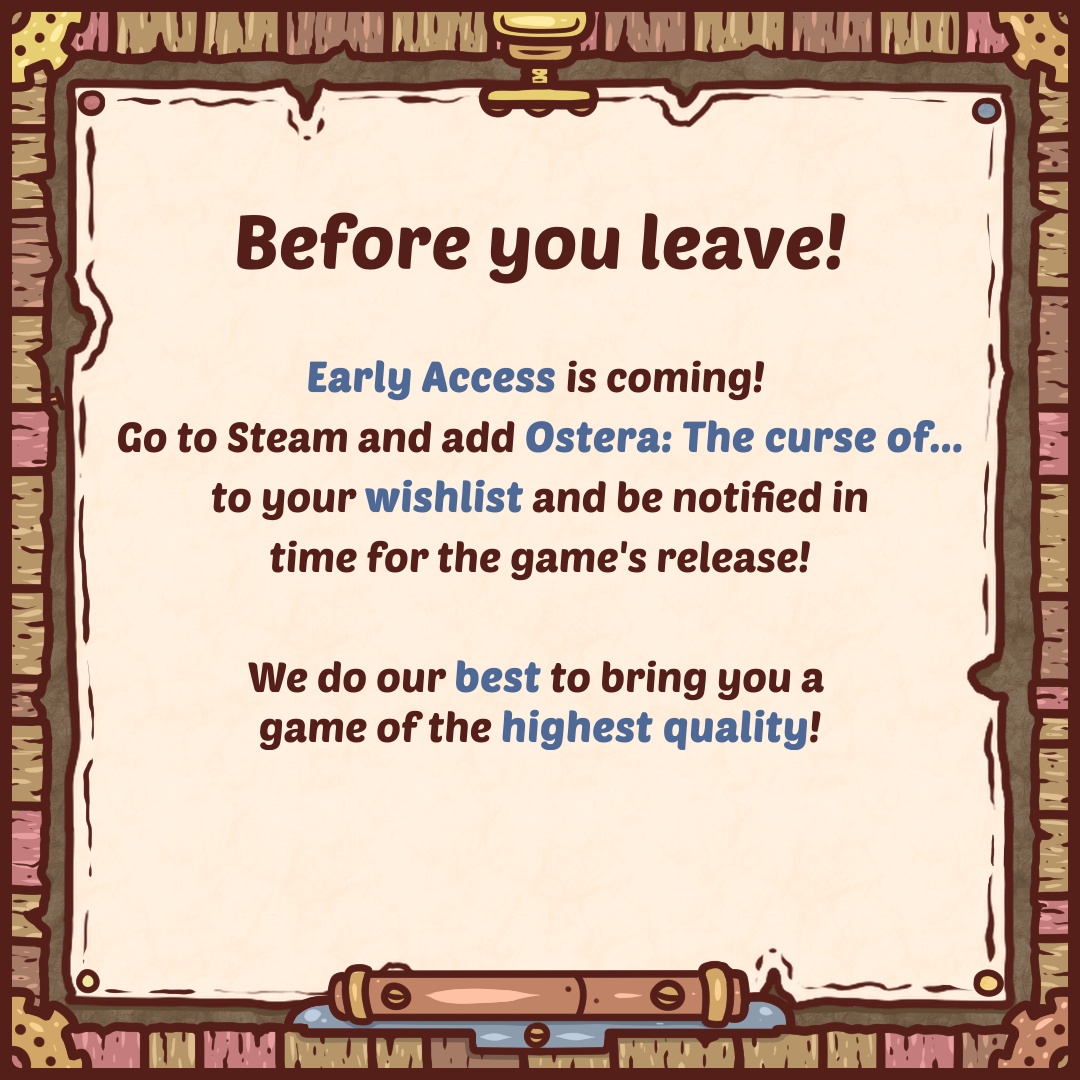On your feet! 😵

It's 6 o'clock, your village isn't going to feed itself! 

Help the farmer or ... exploit him in our next game Ostera: The curse of... ! 

#character #dnd #rpg #cozy #cozygame #visualnovel #humour #narration #lore #steam #earlyaccess #devlog #dev #jdr #book