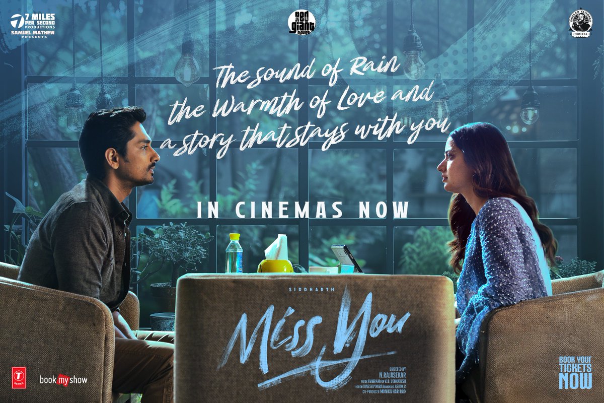 7MPS-PRODUCTIONS (@7mpsproductions) on Twitter photo A lovely romance for the cozy weather!💜
Book your tickets here 👇🏾
bookmy.show/MissYou
See you in theatres❤️❤️
#Siddharth <a href="/RedGiantMovies_/">Red Giant Movies</a> <a href="/cvsam/">Samuel Mathew</a> <a href="/Dir_RajasekarN/">N Rajasekar</a> <a href="/AshikaRanganath/">Ashika Ranganath</a> <a href="/GhibranVaibodha/">Ghibran Vaibodha</a> <a href="/Ayngaran_offl/">Ayngaran International</a> #Maaran A lovely romance for the cozy weather!💜
Book your tickets here 👇🏾
bookmy.show/MissYou
See you in theatres❤️❤️
#Siddharth <a href="/RedGiantMovies_/">Red Giant Movies</a> <a href="/cvsam/">Samuel Mathew</a> <a href="/Dir_RajasekarN/">N Rajasekar</a> <a href="/AshikaRanganath/">Ashika Ranganath</a> <a href="/GhibranVaibodha/">Ghibran Vaibodha</a> <a href="/Ayngaran_offl/">Ayngaran International</a> #Maaran