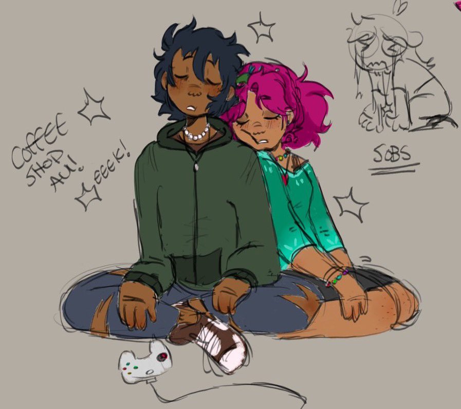 while i was looking thru my posts this year i found out that my close second most populr art thingamajig was my first legit coffeeshop au fanart.. 😔😔😔 ouuhhhggggggg i need to reread it soon ..