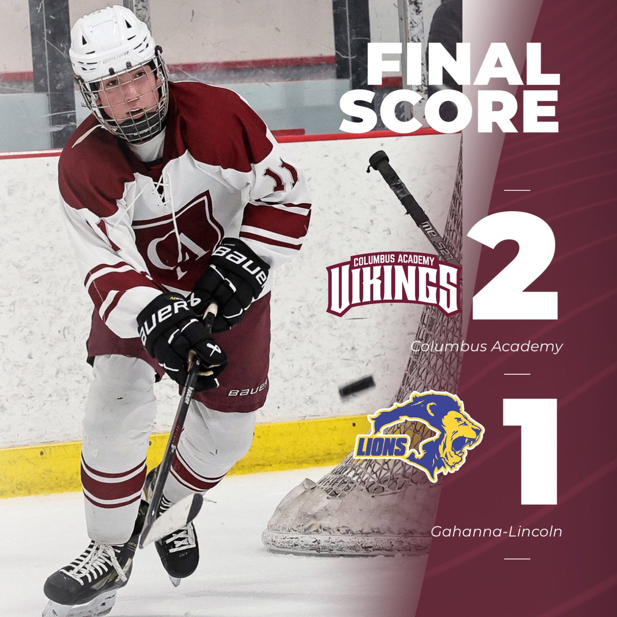 Ice Hockey: Vikes tallies their first victory of the season tonight with a 2-1 defeat of Gahanna-Lincoln at Chiller Easton! Academy will now sport a 1-2-2 record heading into Sunday’s matchup against Olentangy Berlin. Puck drops at 4:50pm inside Chiller North.