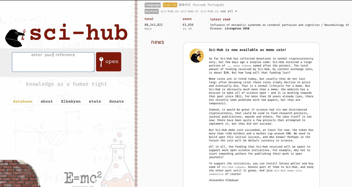Thanks to #BTC &amp; #BlockchainInnovation , #scihub may give a new look &amp; option to Scholarly Communication. 
#scihub founder 👉<a href="/ringo_ring/">Alexandra Elbakyan</a> 
 #scihub community 👉<a href="/SciHubFans/">$SciHub Community 🐦‍⬛🔑</a>
#DeSci #scihub
