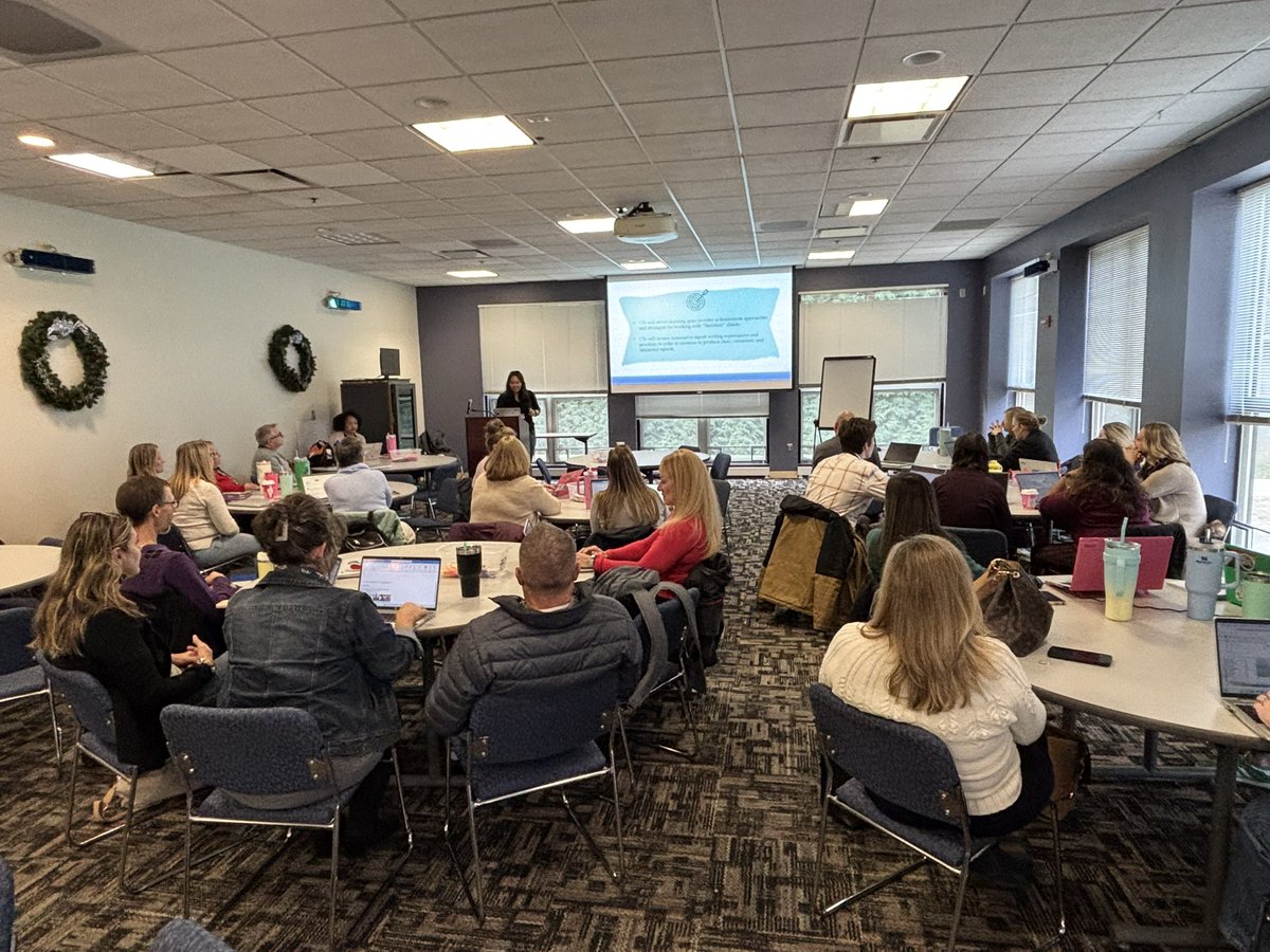 PeregoyBCPS's tweet photo. A great morning for learning! CTs reviewed summative report writing expectations and practices in order to continue to produce clear, consistent, data-driven, and impactful mid-year reports for client teachers. #TeamBCPS @bcps_par @DrMRogersBCPS @liz_berquist @megpshay https://t.co/yOnkKUGLn3