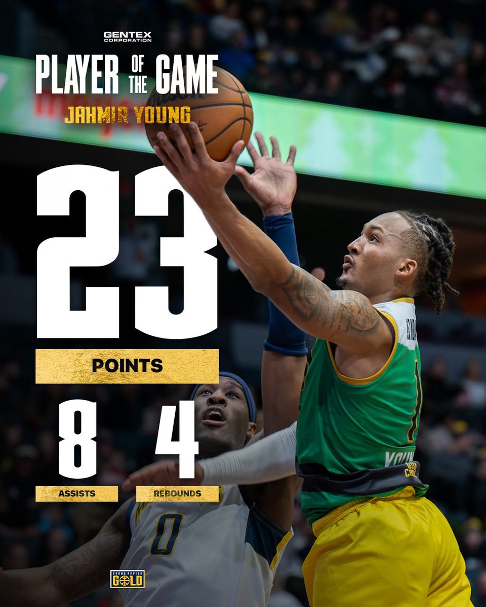 NBAGrandRapids's tweet photo. Another game, another win, another Jahmir Young POTG 🏆💪 https://t.co/tbpZcLBTZ2