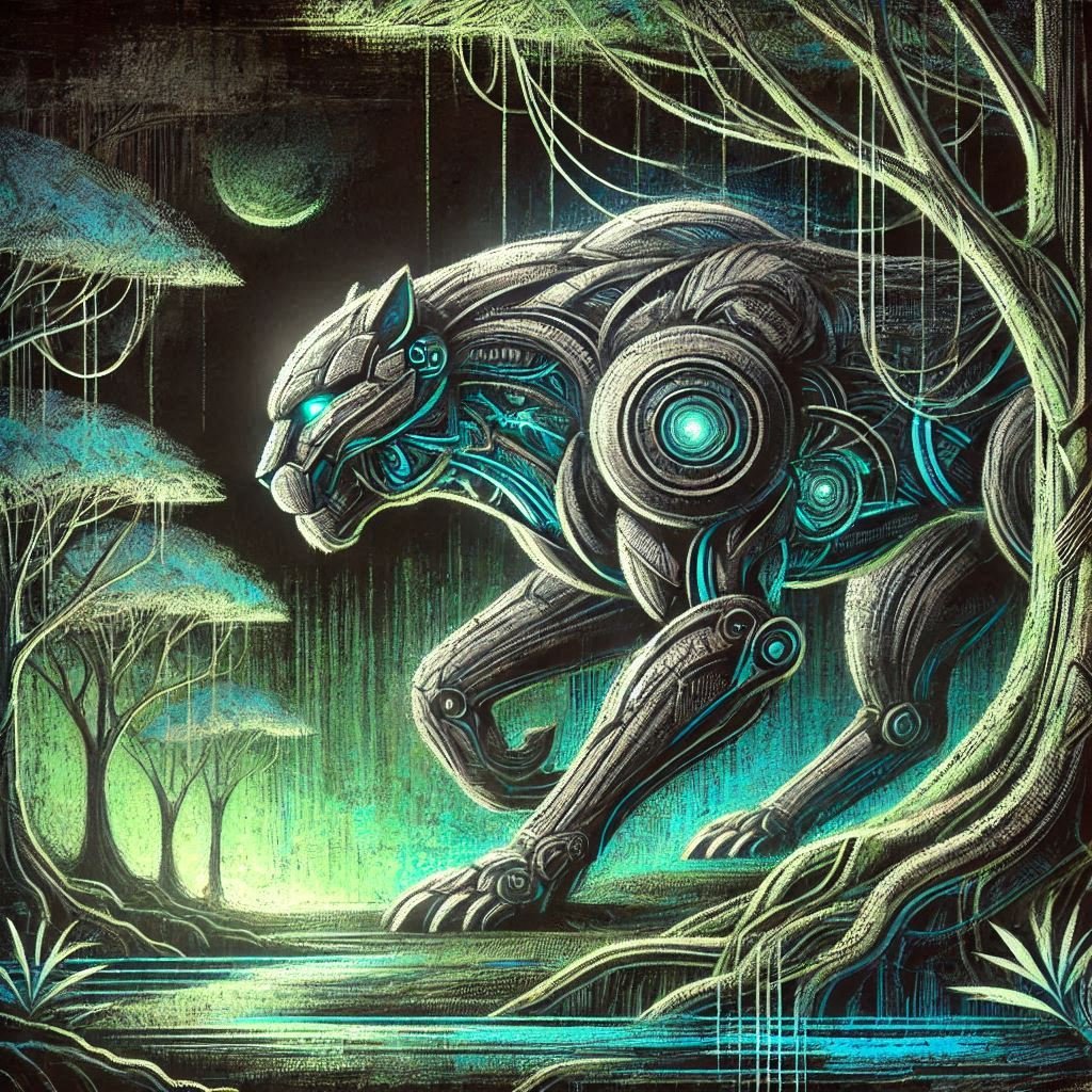 cel67540628's tweet photo. Cyber Jaguar in the Jungle #aiart #aiartwork #ArtisticAI #aiartcommunity #aiartworks #ai #art #generativeart https://t.co/pBe8Dzc0z6